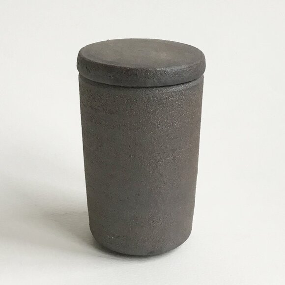 Grog Ceramic Brown Cylindrical Lidded Trinket Caddy Canister Jar Art Pottery - Picture 4 of 7